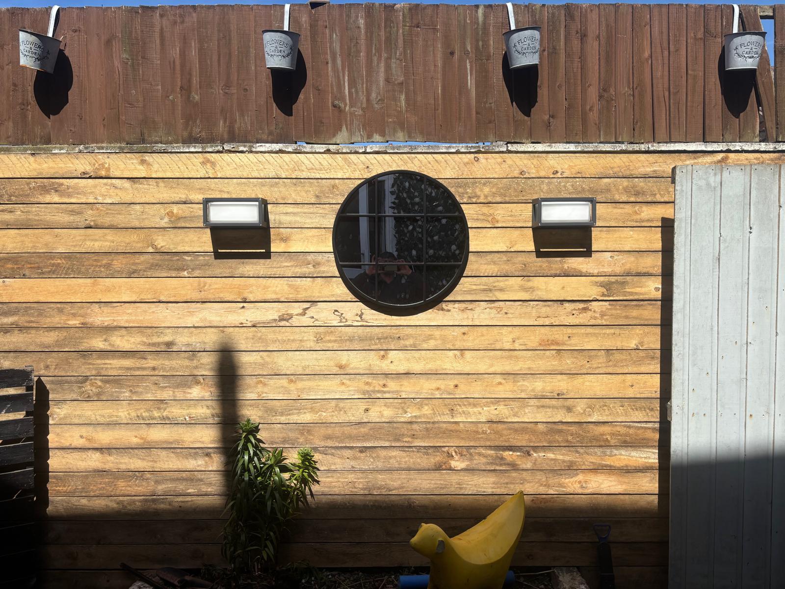 Outdoor wall lights fitted to a garden building — P&N Electrical Services